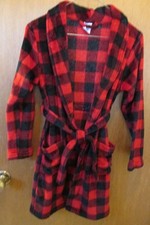 Wonder Nation Boys/girls Plush Robe, Red and Black Plaid, sz. L 10-12