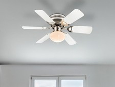 Klasyczny wentylator sufitowy ze światłem i przełącznikiem pociągowym, 2 kolory skrzydeł, Ø 76cm