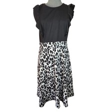 Sleeveless Animal Print Knee Length Dress Size Large