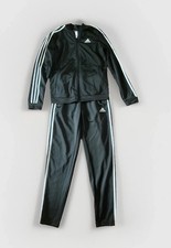 NWT ADIDAS Womens Tricot 3-Stripes Black Track Suit Zip Front Closure Size XS