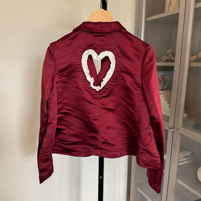 Comme Des Garcons Girl Skirt Jacket Set Outfit Satin Heart Cut Out