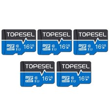 TOPESEL 16GB Micro SD Card 5 Pack Memory Cards with Adapter SDHC UHS-I Flash ...