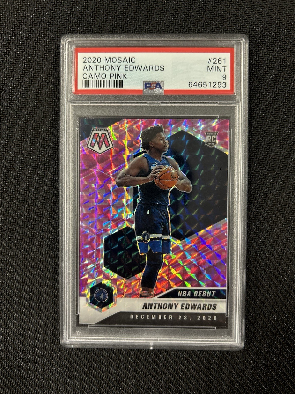 2020 Mosaic Anthony Edwards Camo Pink #261 PSA 9