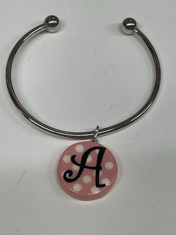 Inicial T Redonda Rosa Dije Personalizado Plata Moda PULSERA TORQUE 7” Regalo NUEVO Foto 2 de 4