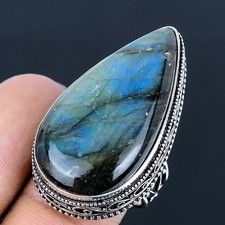 Labradorite Handmade 925 Sterling Silver Jewelry Ring US Size 9
