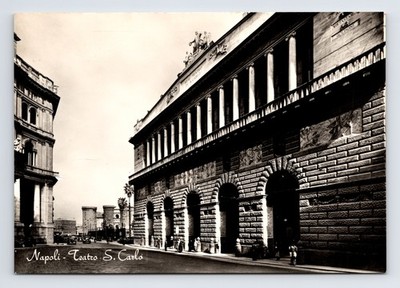 RPPC Teatro St Carlo Opera House Theatre Naples Italy Continental Postcard