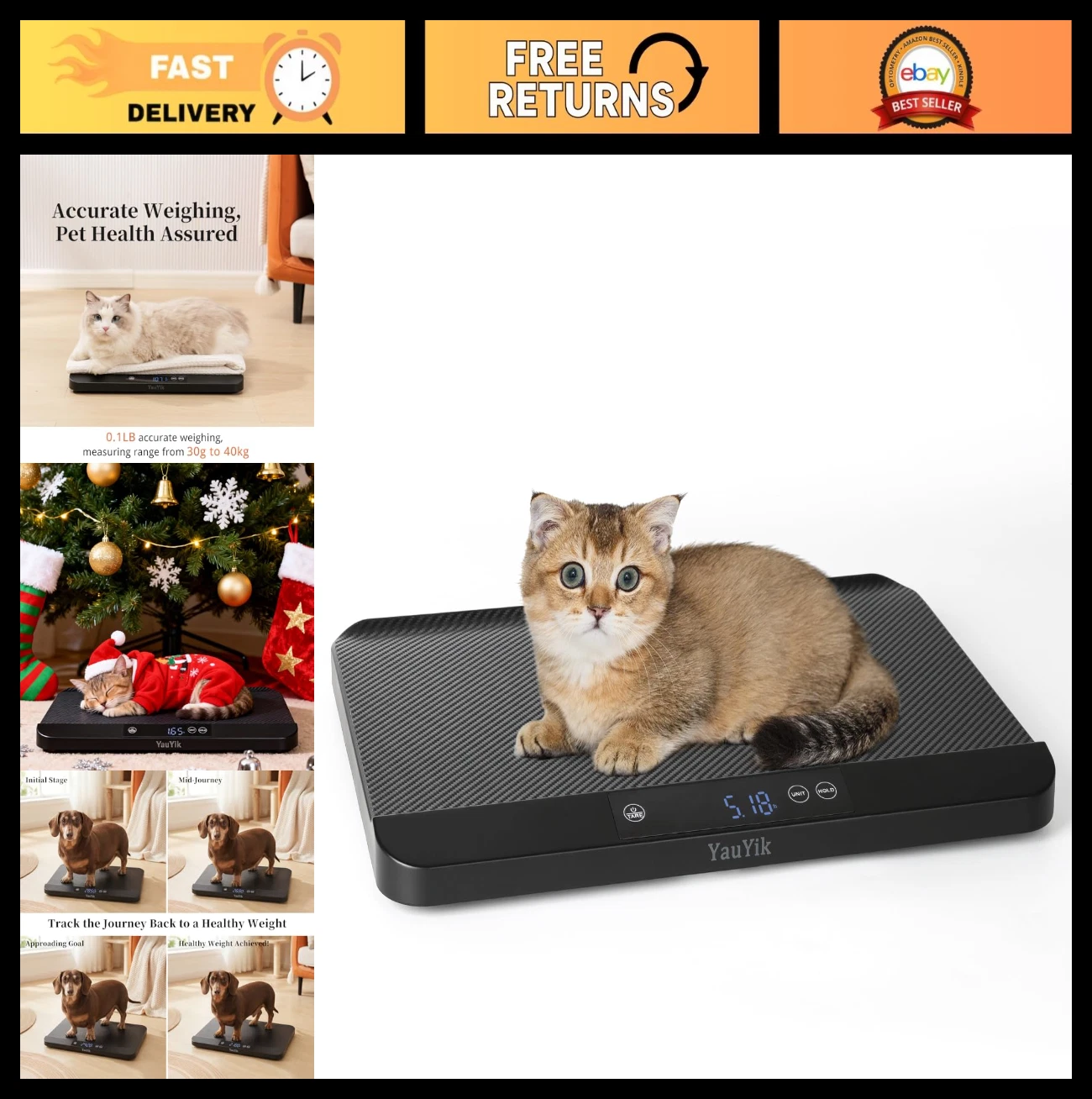 Digital Pet Scale for Accurate Weighing - Baby Scale for Small Pets, Kittens, Pu