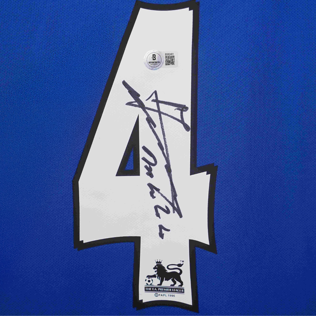 Claude Makelele Signed Chelsea FC Home Soccer Jersey #4 with