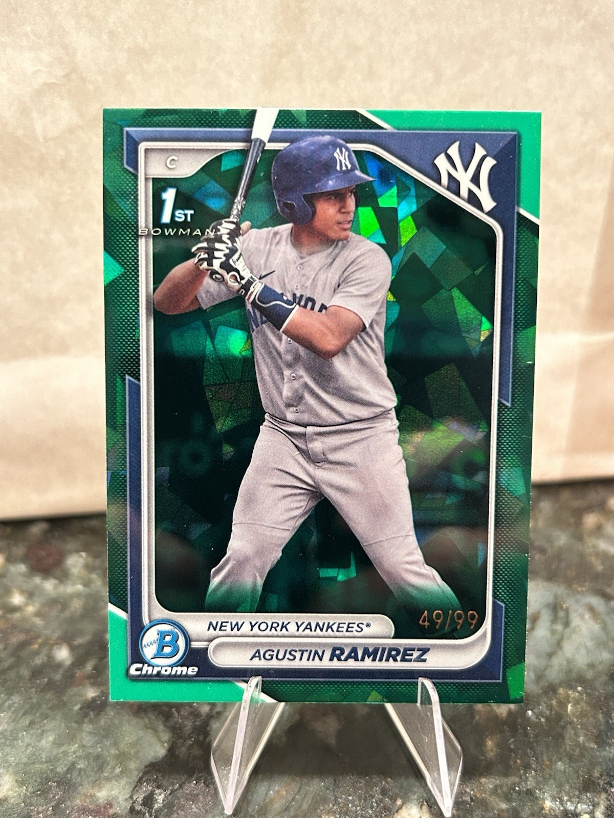 2024 Bowman Chrome Sapphire Agustin Ramirez 1st Green Refractor  /99 Yankees