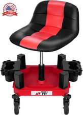 Heavy-Duty Rolling Mechanic Stool 350 LBS Adjustable Red 4 Casters for Garage Wo