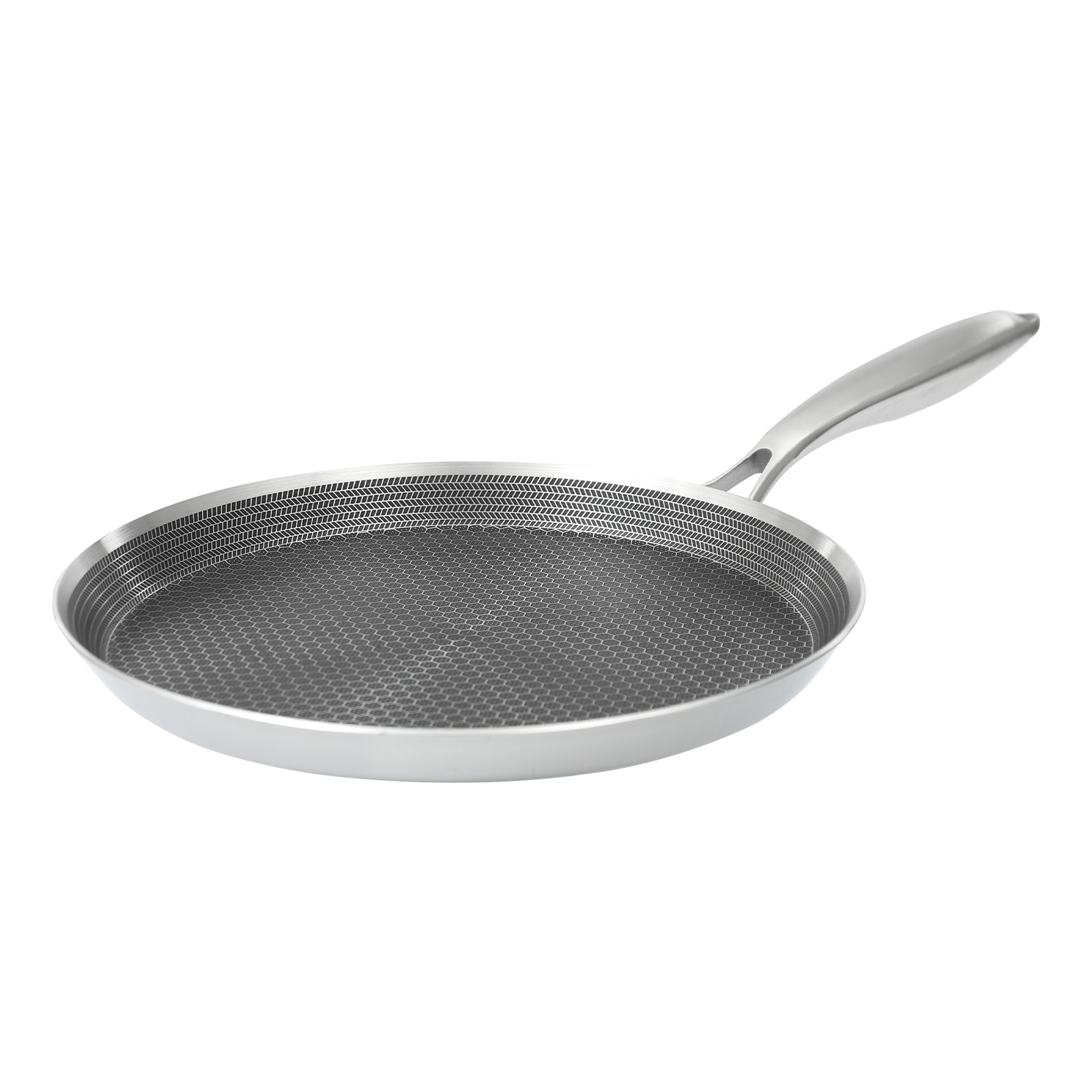 10 Inch Stainless Steel Crepe Pan Non Stick Flat Skillet Pancake Pan Cooking Pan
