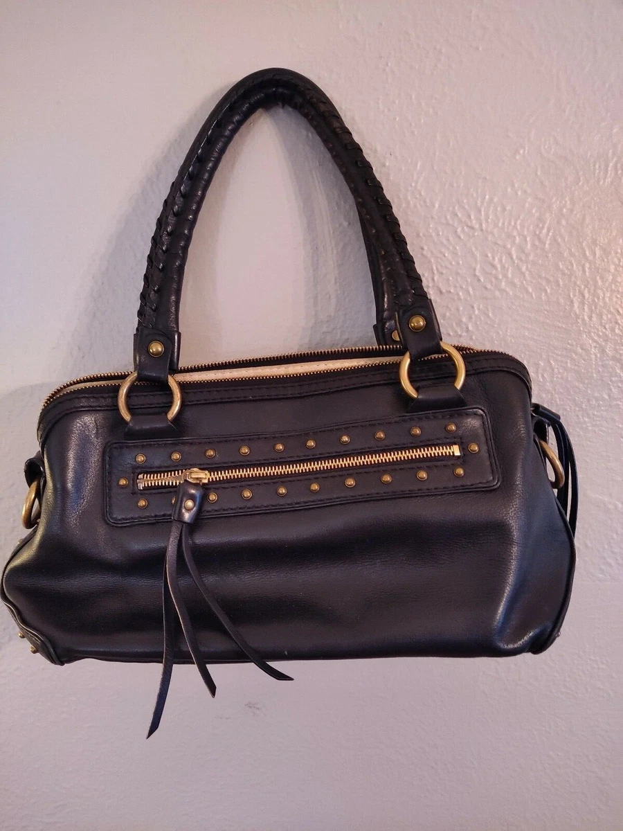 Michael kors black leather purse with gold best sale studs