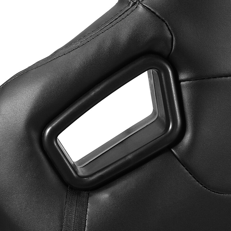 2 x BLACK PVC LEATHER WHITE STITCHING L/R RACING CAR SEATS + SLIDER eBay