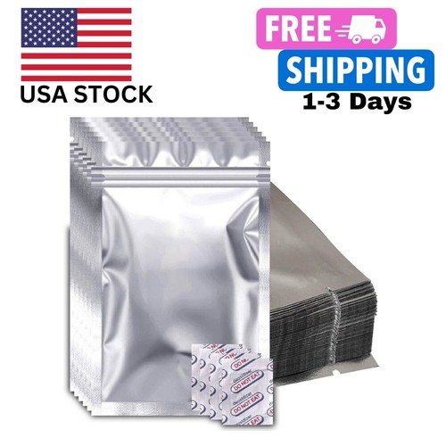 50Pack 1 Gallon Mylar Bags with 50x500cc Oxygen Absorbers Food
