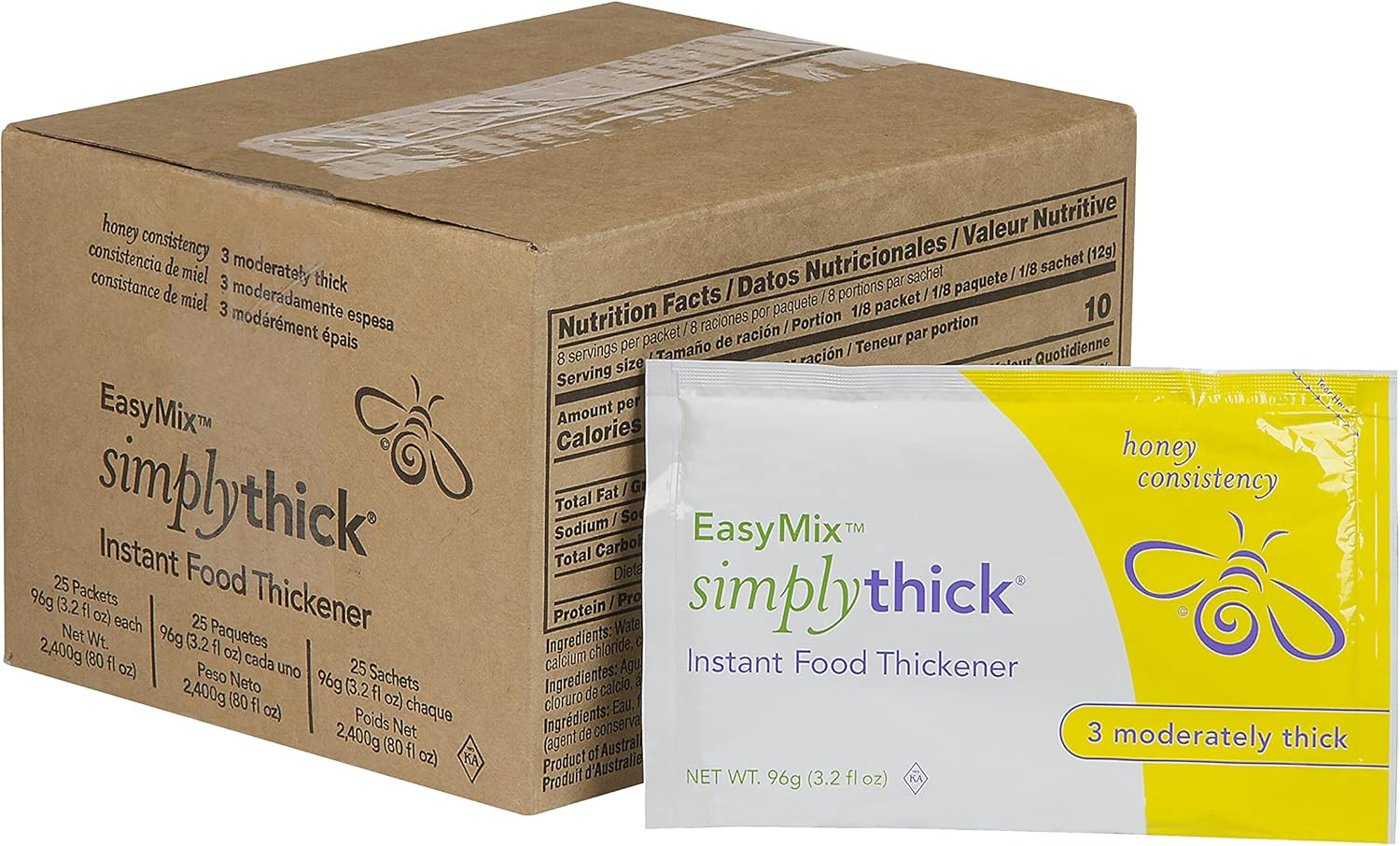 Simplythick Easymix | 25 Count of 96G Bulk-Serving Packets | Gel Thickener for T