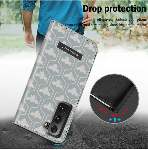 Stand Wallet Leather For Samsung Galaxy S23 S22 S24 Personalised Phone Bee Cover - Picture 37 of 100