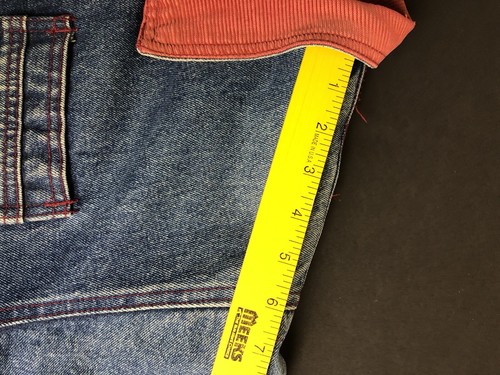 Vintage MTO INT. 90er Jahre karierte Flanellfutter Jeans Jeansjacke Mantel rote Nähte - Bild 8 von 9