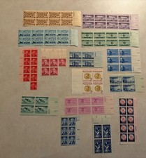 Stamps - US Commemorative plate blocks 1950s, mint, original owner