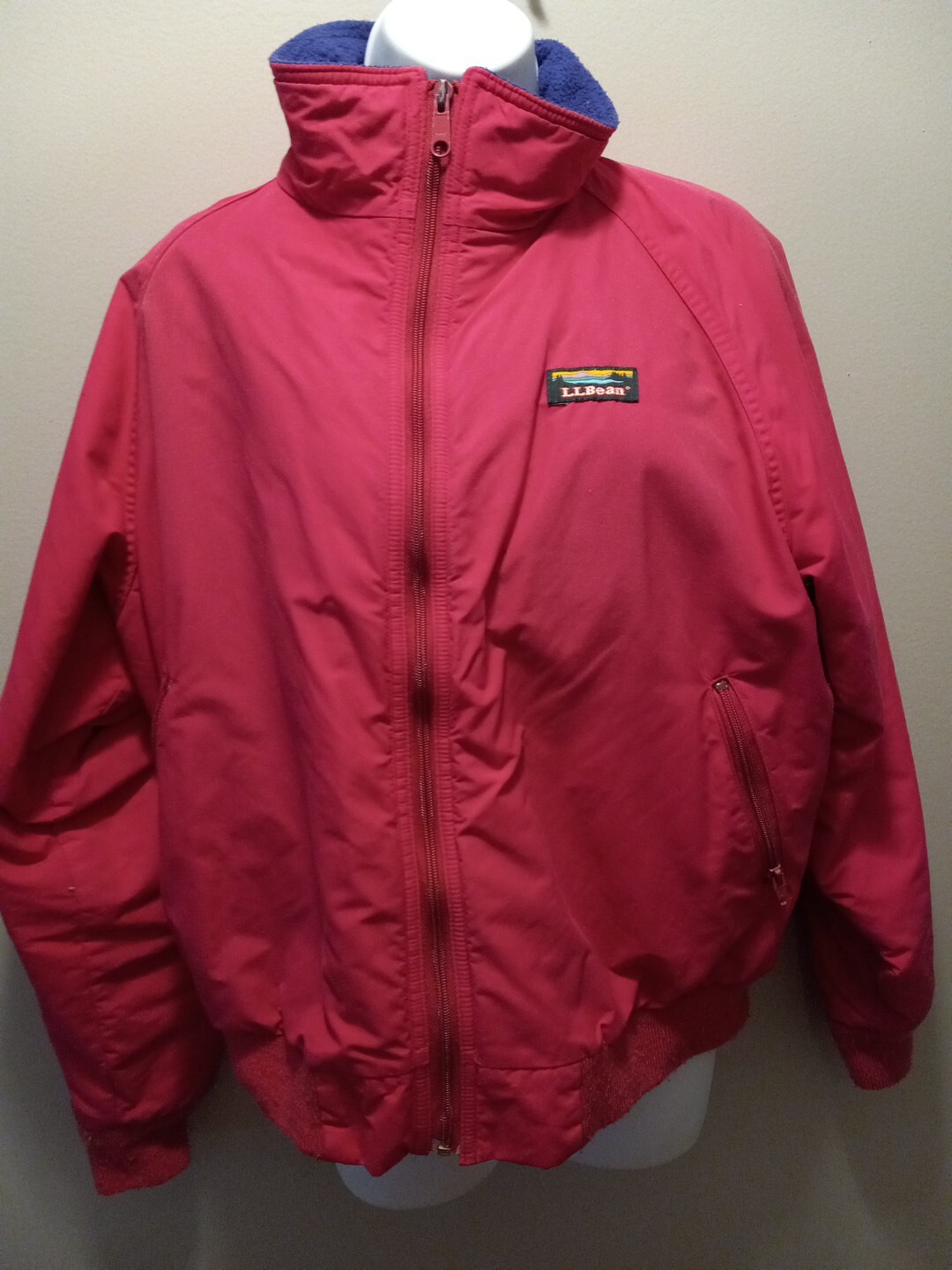 Vintage LL Bean Warm Up Jacket Womens L PINK Fleece Lined Made in USA
