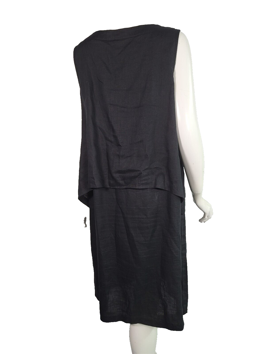J JILL PureJill Black Linen Tiered Tank Dress sz 1X