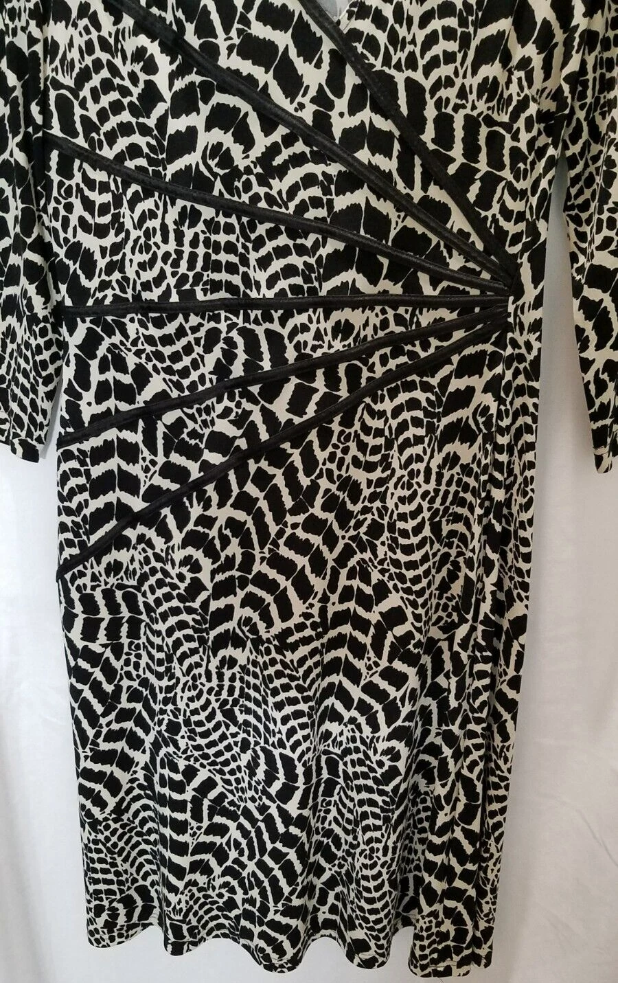 OFF WHITE ABBIGLIAMENTO CONNESSO ABITO A MANICHE LUNGHE BIANCO E NERO TAGLIA 12 #3083