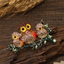 Cute rhinestone owl brooch clothing accessory animal bird crystal pin for women