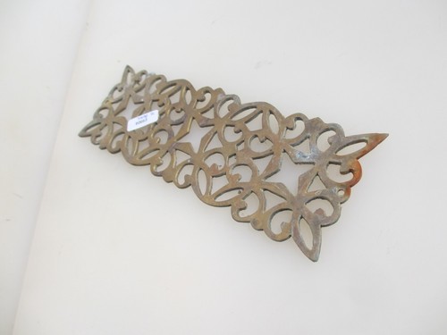 Victorian Brass Pierced Finger Plate Push Door Handle Antique Old Vintage - Picture 7 of 17