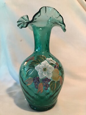 Fenton Art Glass・アンティークガラス Fenton Art Glass Thomas Fenton Signature Spruce Green Magnolia and