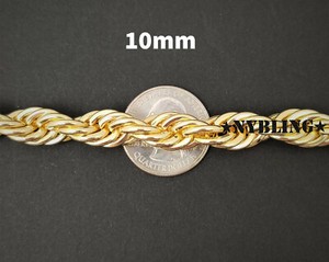 Authentic Rope Chain Necklace 3MM to 10MM, 16" to 30" Mens Hip Hop Gold Plated Jewelry