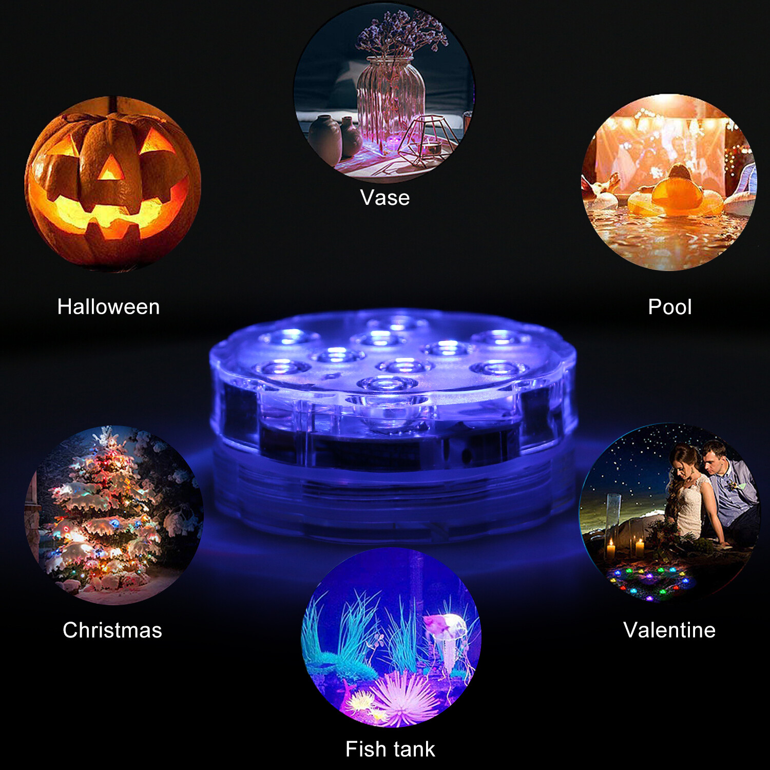 Submersible LED Lights RGB Multi Color Changing Waterproof Lamp
