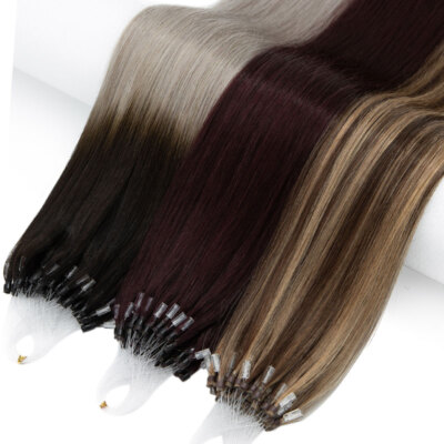 1g Strähnen Echthaar Microring Loop Extensions Human Hair Haarverlängerung Glatt