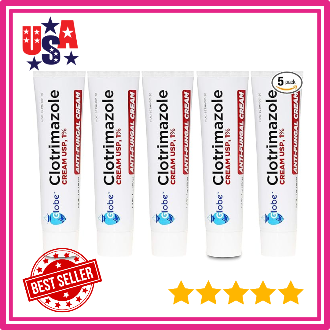 5-Pack Antifungal Cream for Athlete's Foot & Jock Itch - Compare to Lotrimin AF 1%