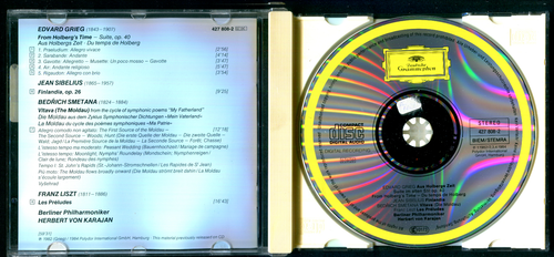 Herbert von Karajan - Sibelius, Grieg, Smetana, Liszt 3D Classical 1989 CD - Picture 3 of 3