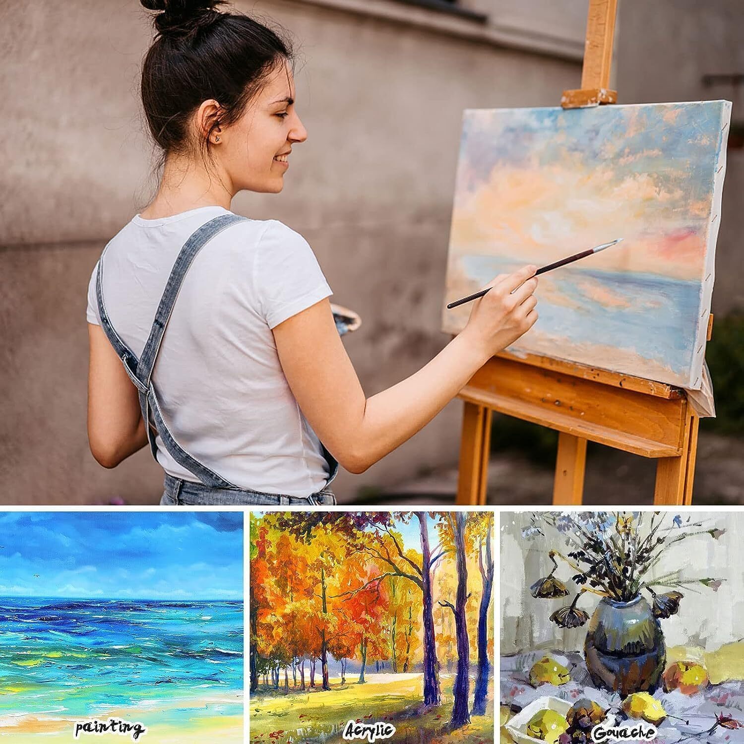 Canvases for Painting 40x30,30x20, 20x15 8 Set Stretched White Canvas with Petal