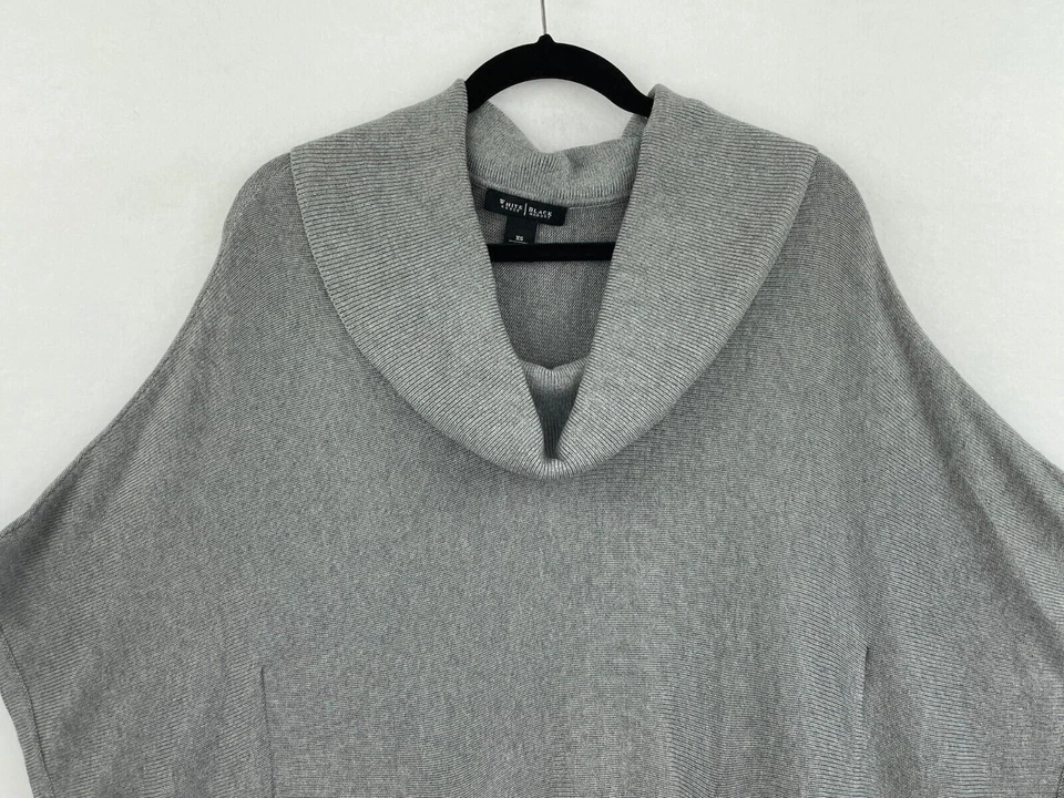 White House Black Market XS Poncho Cardigan Sweater Gray Turtleneck B10-08 - Image 3 of 4