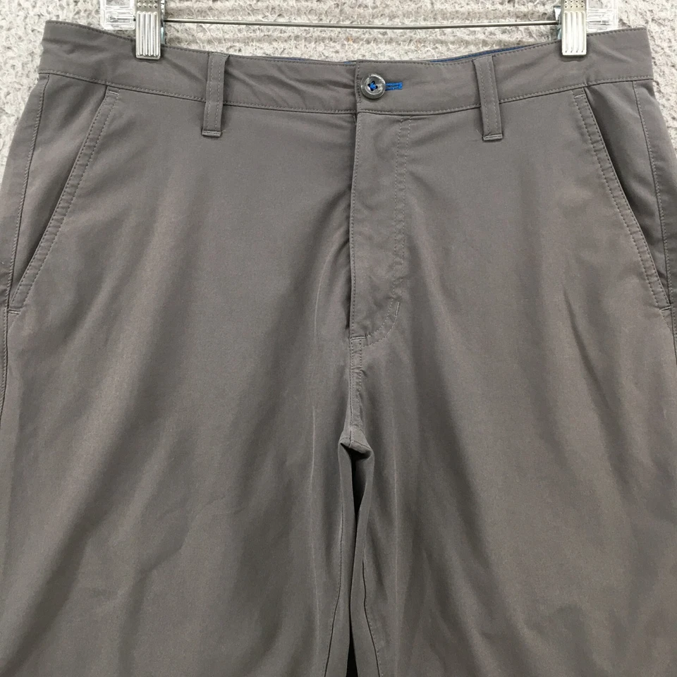 Pantalones Cortos Chinos Eddie Bauer Flexion Para Hombre 32 (real 33x9.5) Gris tiro medio cremallera mosca Foto 2 de 4