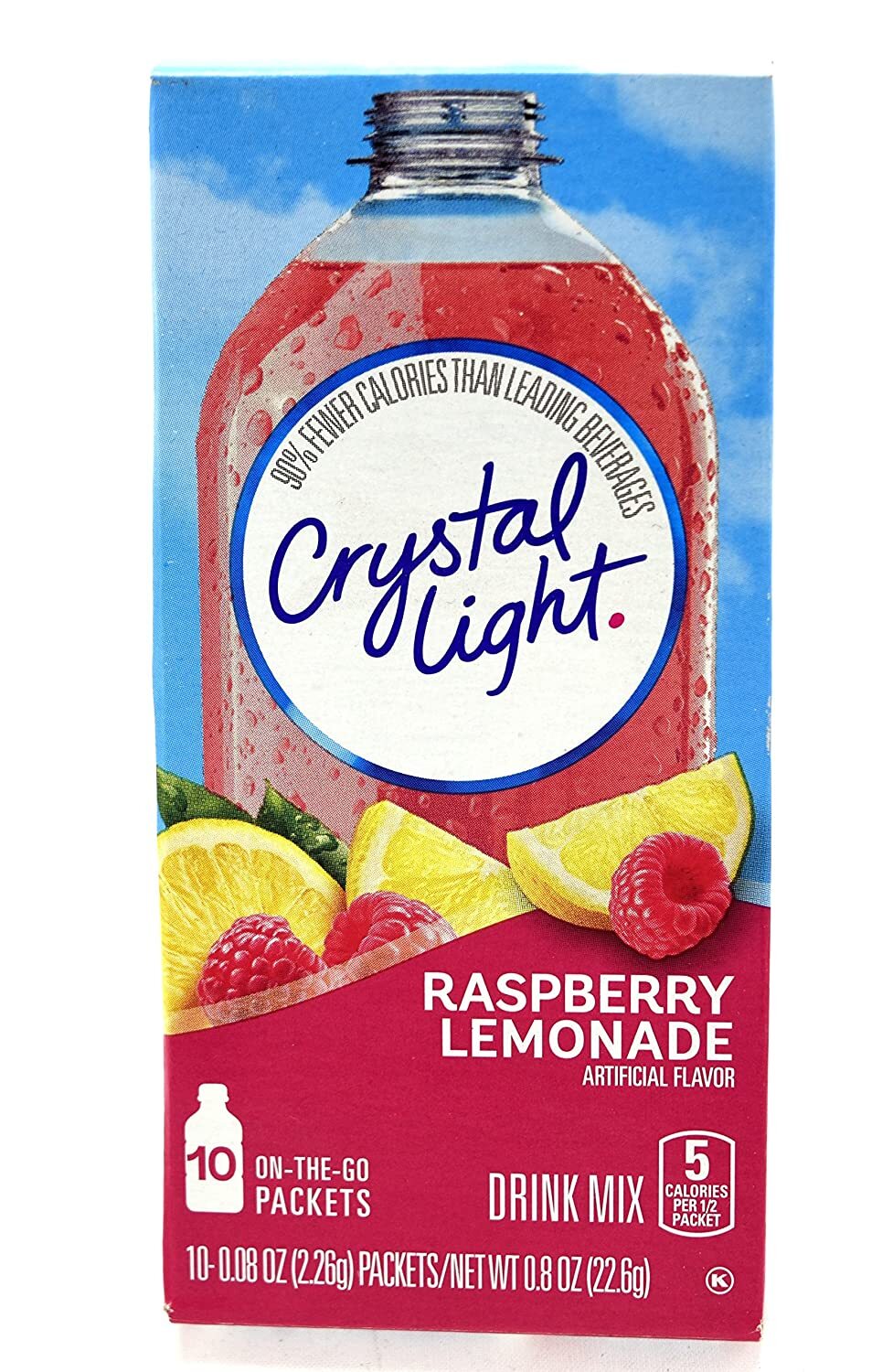 Crystal Light On The Go Raspberry Lemonade Drink Mix 10 Packet Box