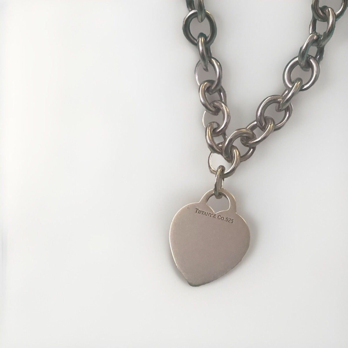 Tiffany Sterling Silver Engravable 925 Heart Tag Necklace