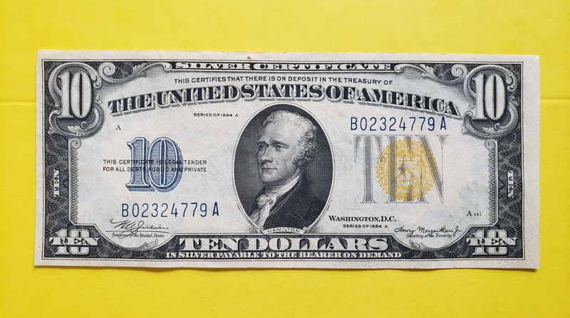 1934A $10 Silver Certificate North Africa WWII Emergency FR2309 AU