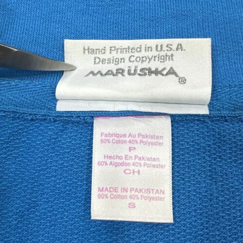 Marushka Sweatshirt Small Blue Anchor 1/4 Zip Artisan Comfort Nautical Handprint - Picture 3 of 10