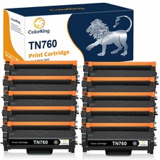 10 Pk High Yield TN760 Toner Cartridge For Brother TN-760 HL-L2390DW With Chip