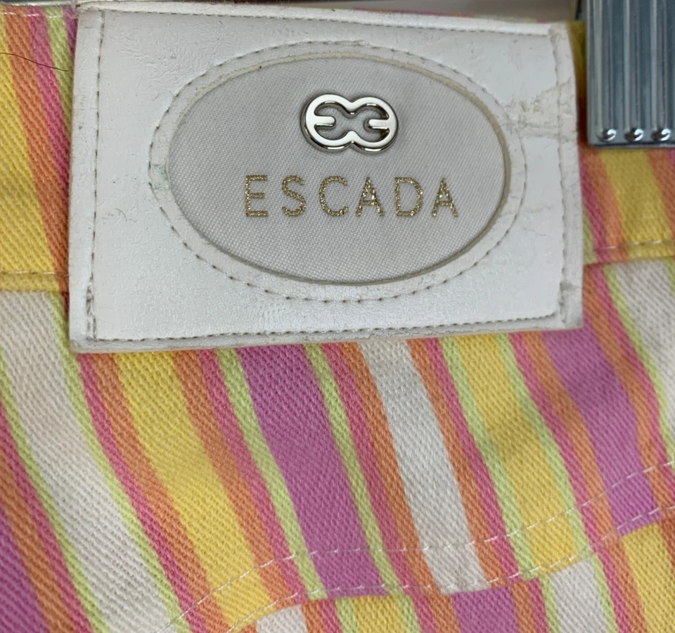 Pantalones de mezclilla elásticos acampanados a rayas LR talla 8 talla 8 Escada de colección raros años 90 Foto 4 de 4