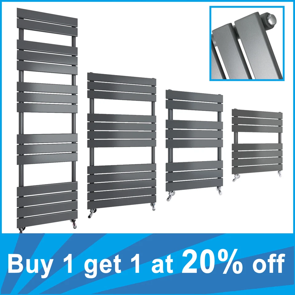 AICA Anthracite Designer Flat Panel Bathroom Towel Rails Heated Ladder Radiator UK