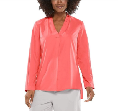Living Coral Outfit Blusa Coral NEW Coolibar UPF 50+ Raval V Neck
