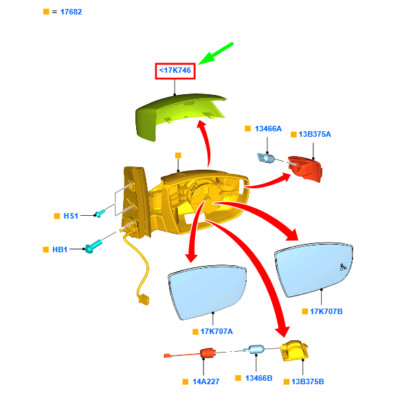 NEW FORD GRAND C-MAX MK2 FRONT RIGHT DOOR MIRROR HOUSING COVER  