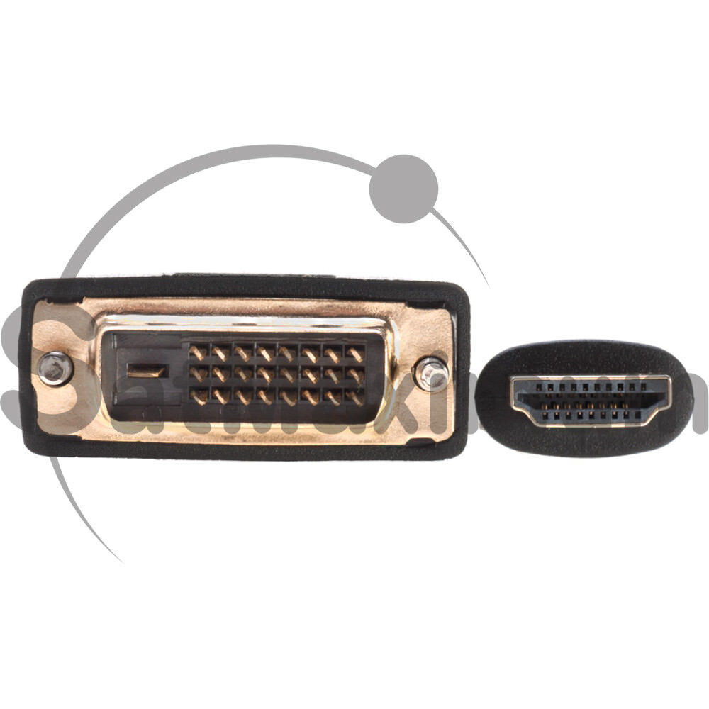 Cavo DVI-D A HDMI 1.8 Metri (6 Piedi) Dual Link 24+1 Dorato SatMaximum Per PC, Monitor, TV