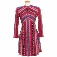 FREE PEOPLE Purple Stella Retro Stretch Crepe Jersey Mini Dress S