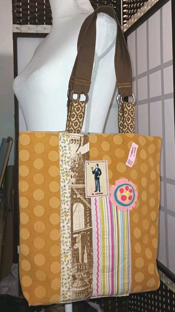 New Noelle O Designs El Catrin USA Handcrafted Floral Tapestry Tote Shopper Bag