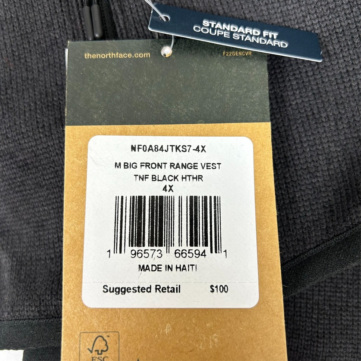 The North Face Men's Front Range Fleece Zip-Front Vest Size 4X