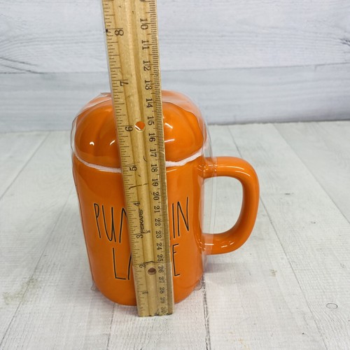 Rae Dunn PUMPKIN LATTIE Spice Topper 16oz Orange Ceramic 8" Coffee Tea Mug NEW - Picture 12 of 15
